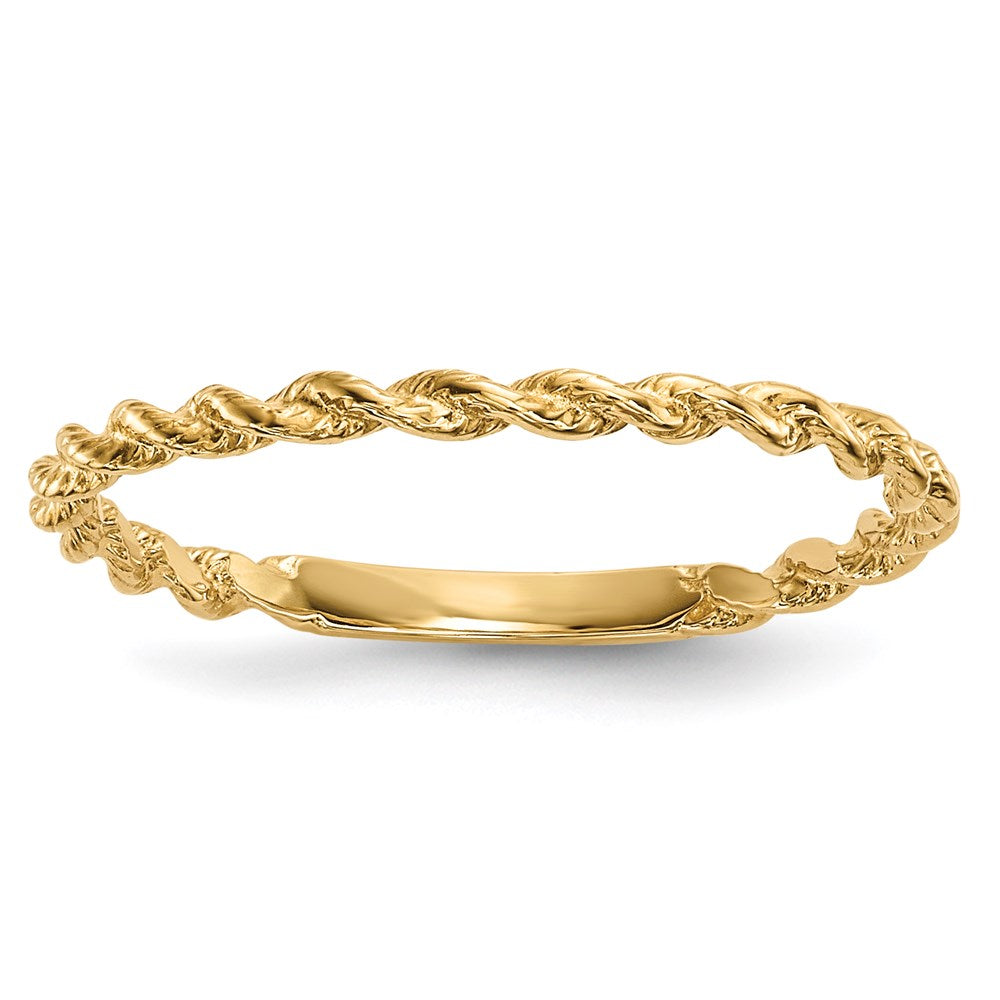 14k yellow gold polished twisted rope ring r604