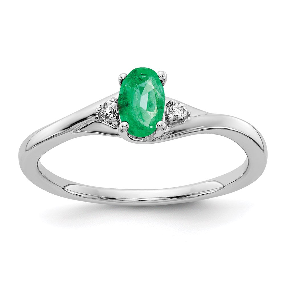 14k white gold real diamond and oval emerald ring rm5748 em 003 wa