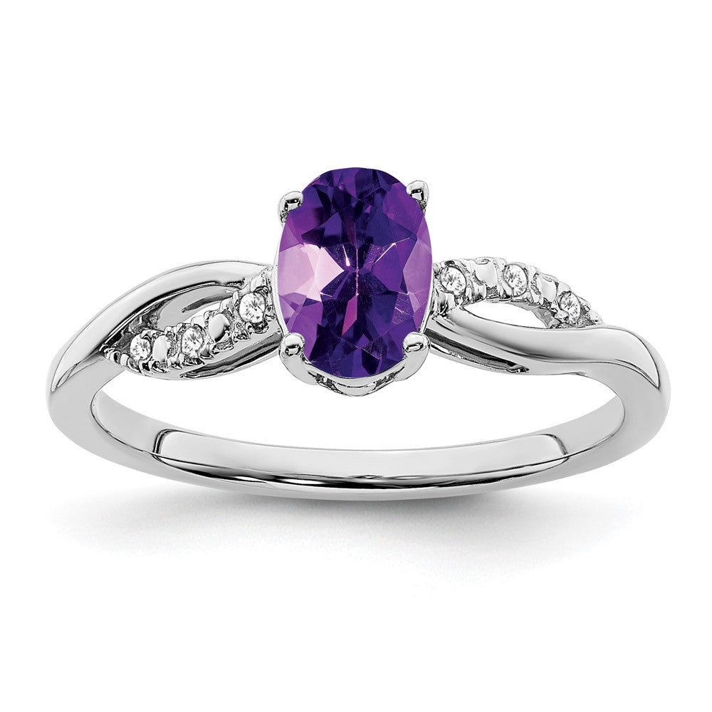 14k white gold oval amethyst and real diamond ring rm6146 am 005 wa