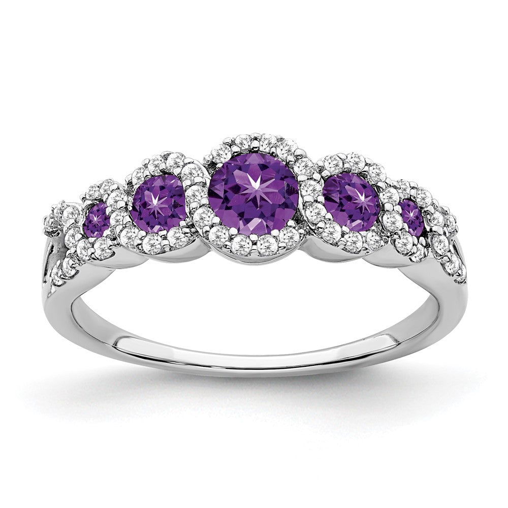 14k white gold amethyst and real diamond ring rm7115 am 025 wa