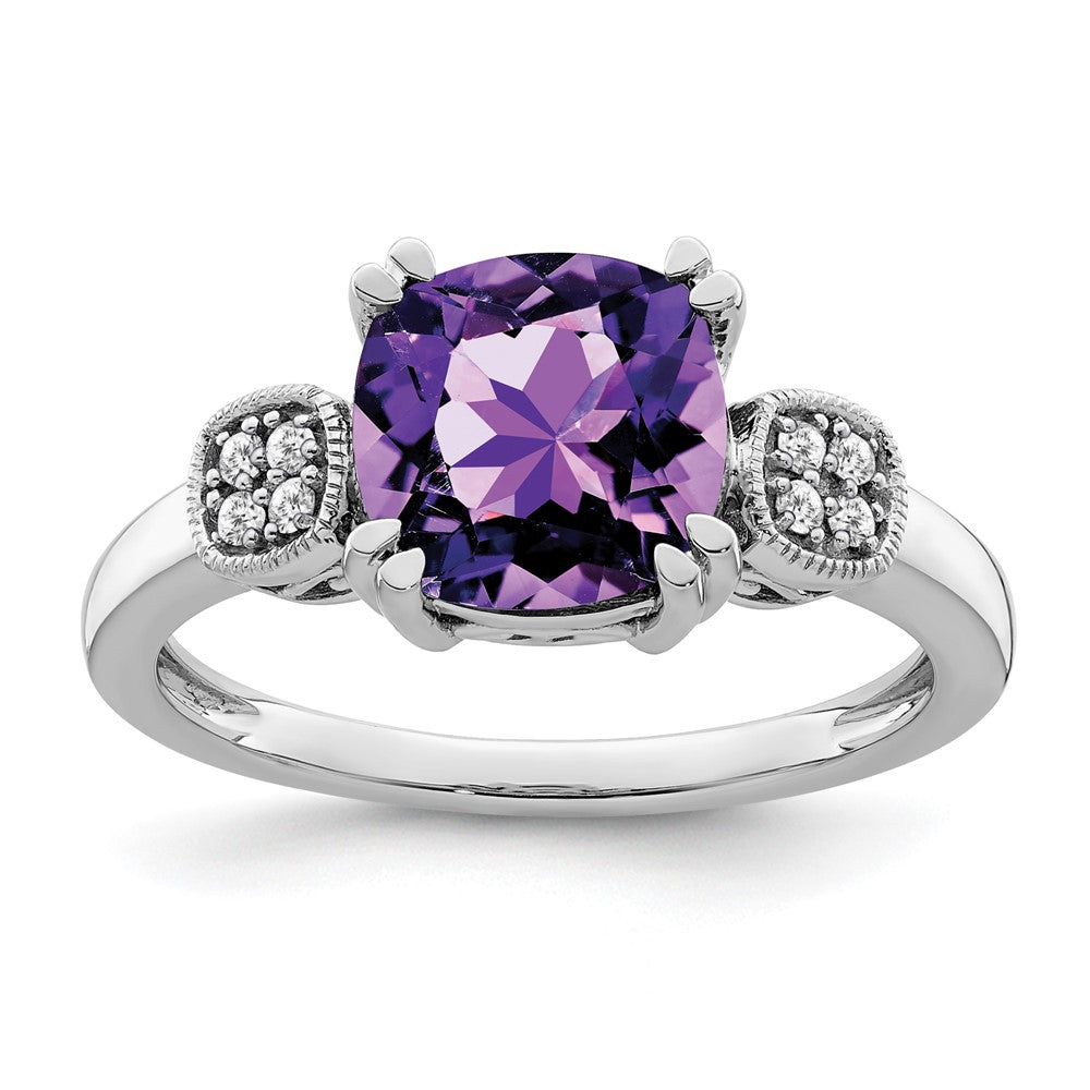 14k white gold amethyst and real diamond ring rm7130 am 006 wa