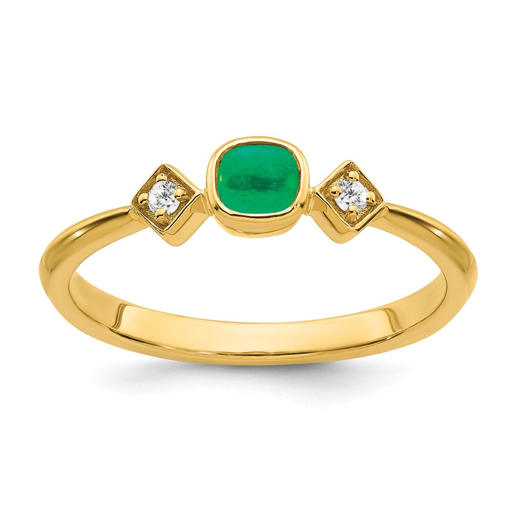 14k yellow gold emerald and real diamond ring rm7233 em 004 ya