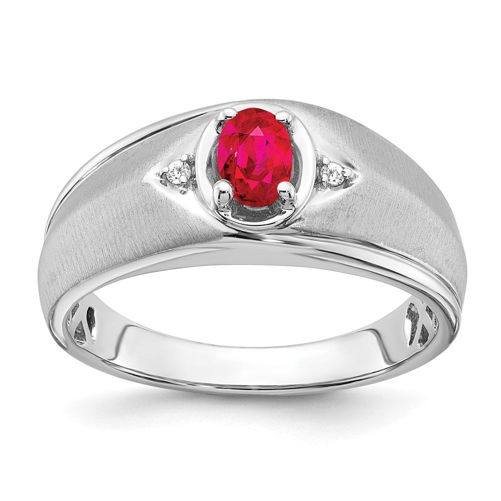 14k white gold oval ruby and real diamond mens ring rm7475 ru 002 wa