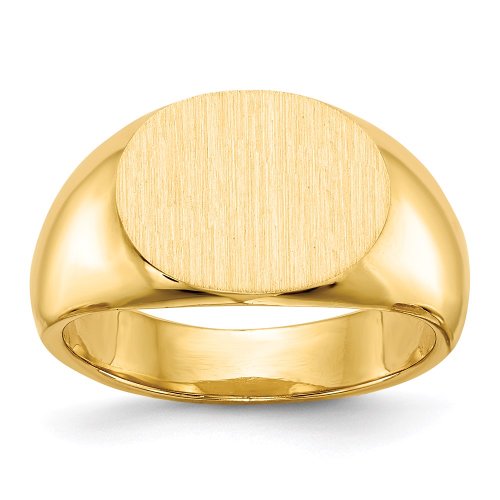 14k yellow gold 9 5x12 5mm closed back signet ring rs252