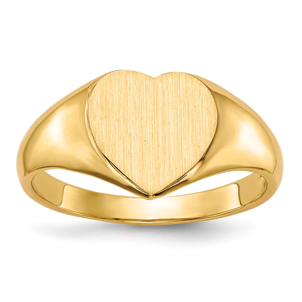 14k yellow gold 9 0x9 0mm open back heart signet ring rs507