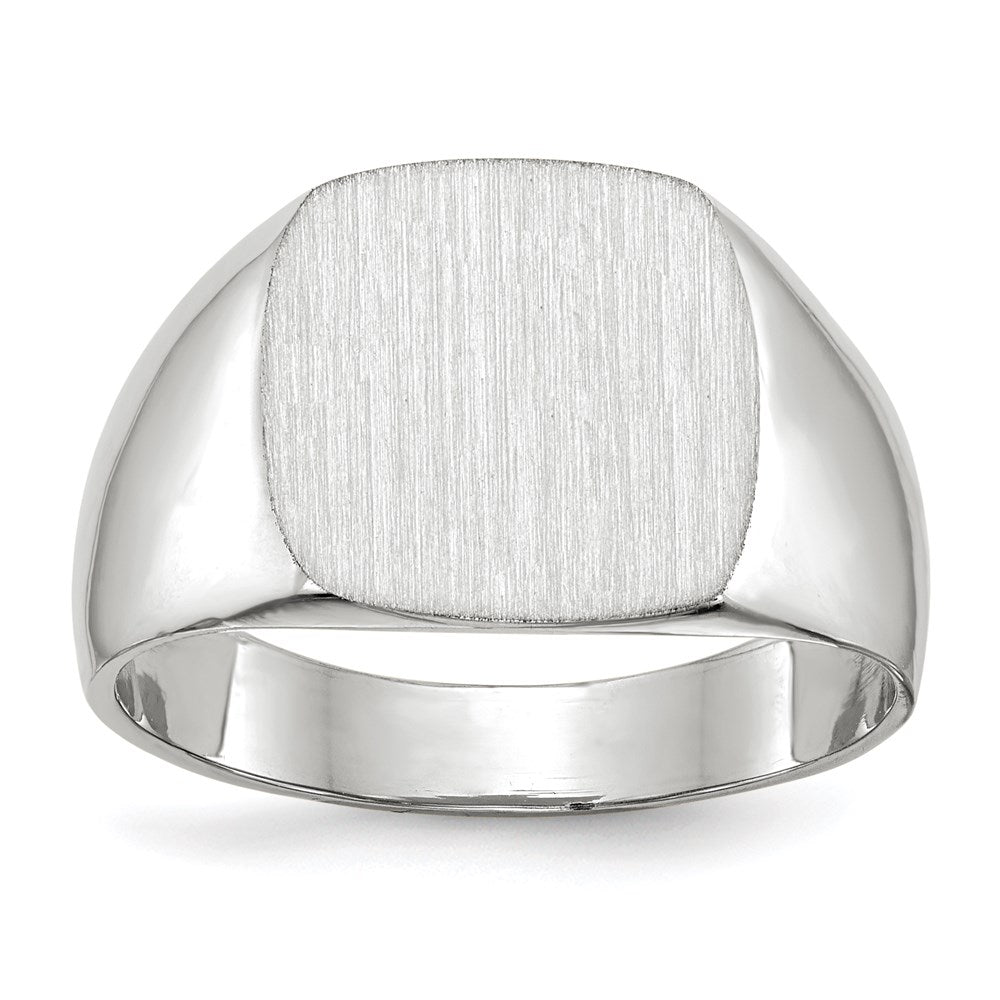 14k white gold 12 5x12 5mm closed back signet ring rs604