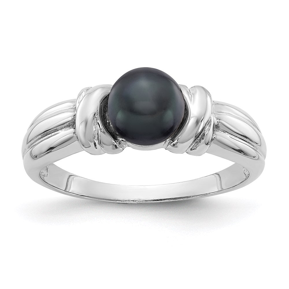14k white gold 6mm black fw cultured pearl ring y4357bp