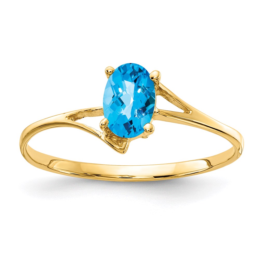 14k yellow gold 6x4mm oval blue topaz checker ring y4659bc
