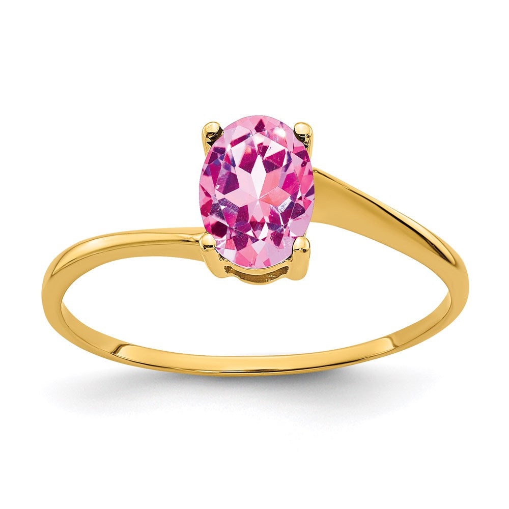 14k yellow gold 7x5mm oval pink sapphire ring y4665sp